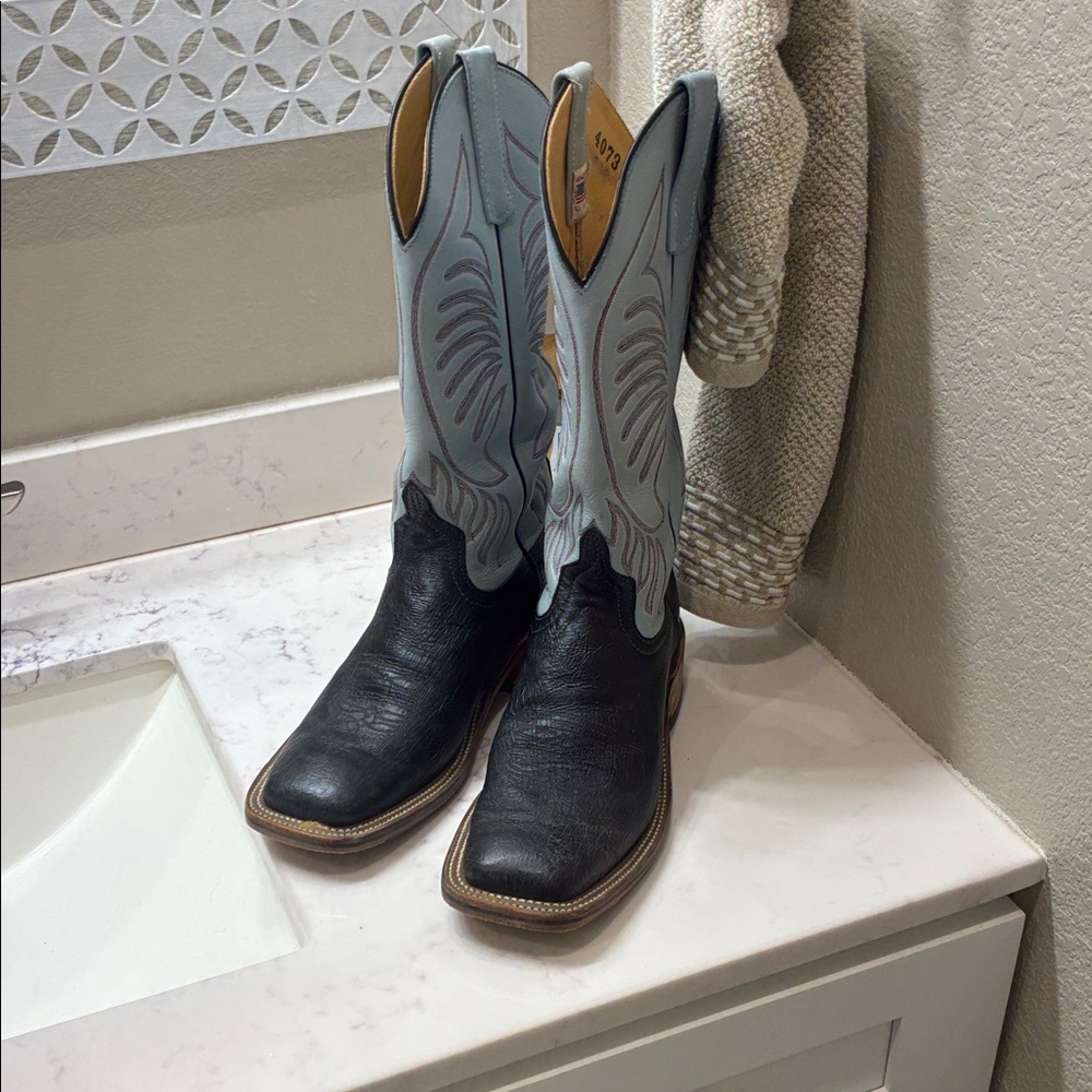 Anderson Bean Black and Light Blue Men's Boots